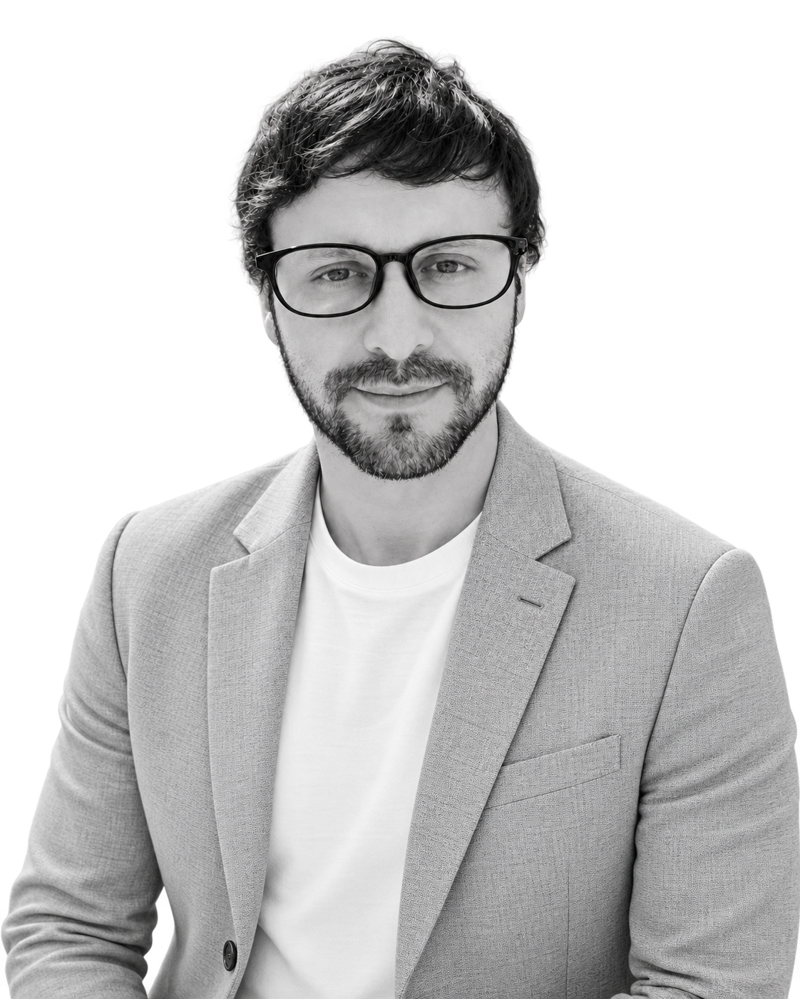 Eduardo Severino, wearing glasses and a light jacket